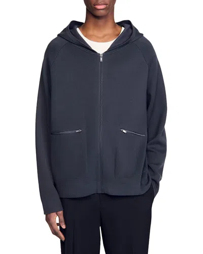 Sandro Hooded Zip Cardigan In Fonte