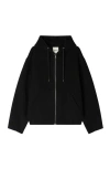 Sandro Hooded Zip-up Wool Jacket In Black