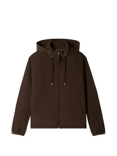 Sandro Hooded Zip-up Jacket In Brown