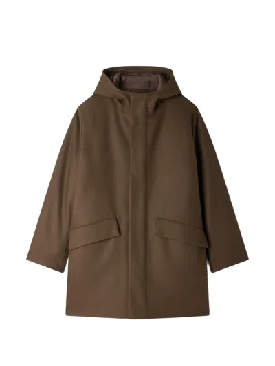 Sandro Hooded Zip-up Parka In Brown