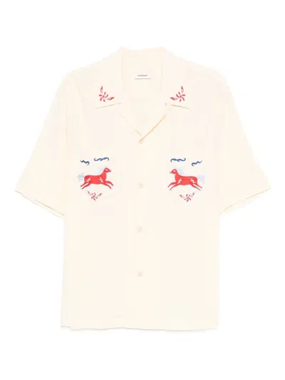 Sandro Horse-embroidered Shirt In Pink