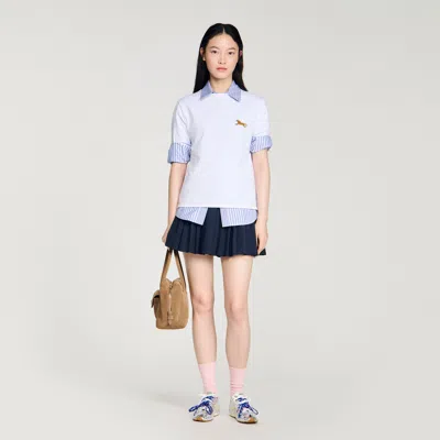 Sandro Horse Embroidery Cotton T-shirt In White