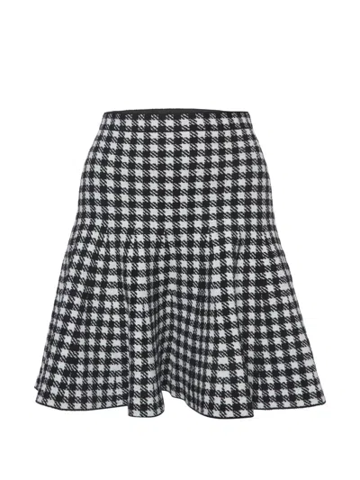 Pre-owned Sandro Houndstooth Knit Mini Skirt In Black