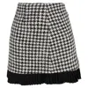 Sandro Houndstooth Mini Skirt In Black Wool Tweed