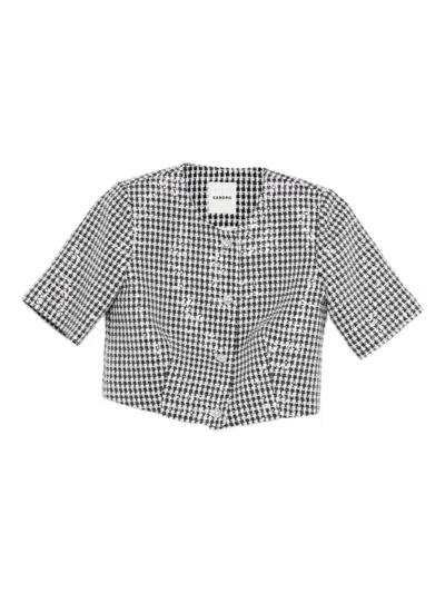 Sandro Houndstooth-pattern Jacket In Black