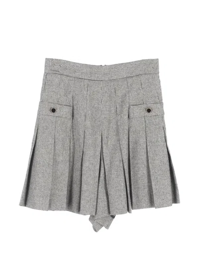 Pre-owned Sandro Houndstooth Pleated Shorts In Gray