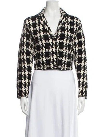 Pre-owned Sandro Houndstooth Print Blazer In Black
