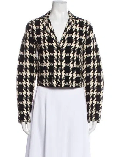 Pre-owned Sandro Houndstooth Print Blazer In Black