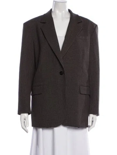 Pre-owned Sandro Houndstooth Print Blazer In Black