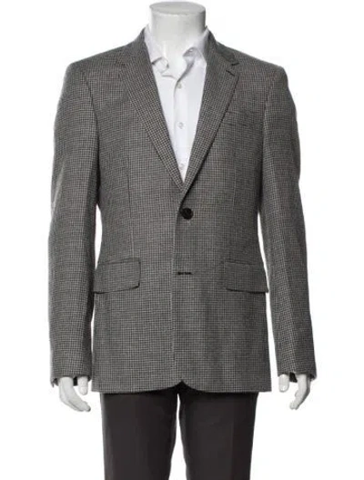 Pre-owned Sandro Houndstooth Print Blazer In Black