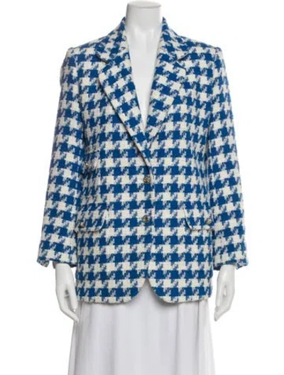 Pre-owned Sandro Houndstooth Print Blazer In Blue