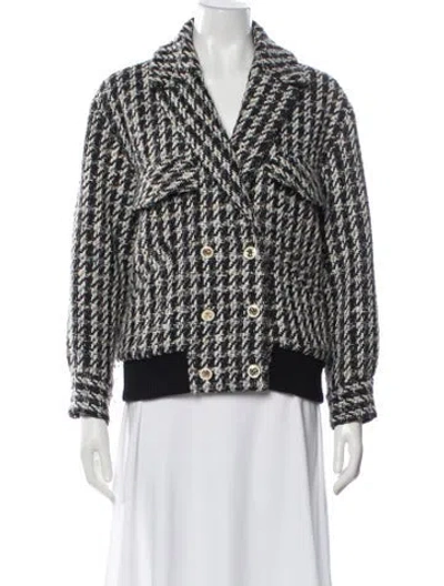 Pre-owned Sandro Houndstooth Print Blazer In Blue