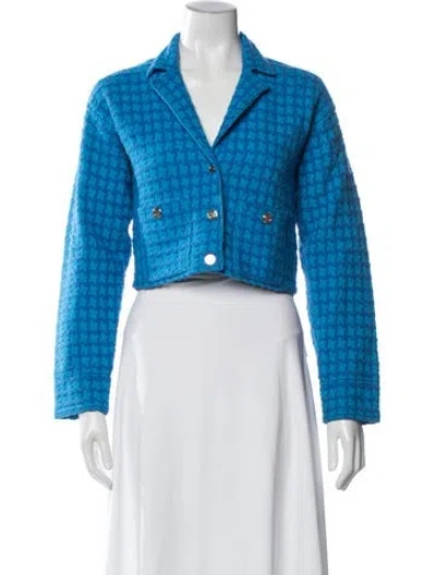 Pre-owned Sandro Houndstooth Print Blazer In Blue