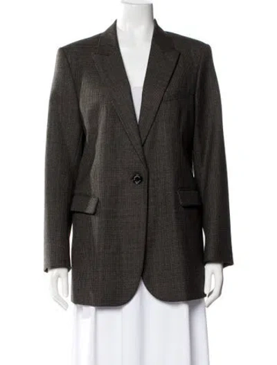 Pre-owned Sandro Houndstooth Print Blazer In Brown