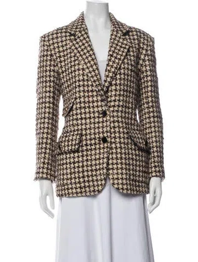Pre-owned Sandro Houndstooth Print Blazer In Brown