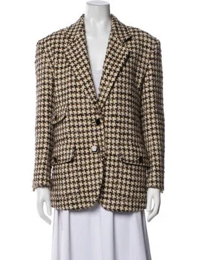 Pre-owned Sandro Houndstooth Print Blazer In Brown