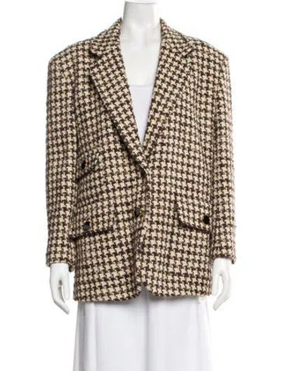 Pre-owned Sandro Houndstooth Print Blazer In Neutral