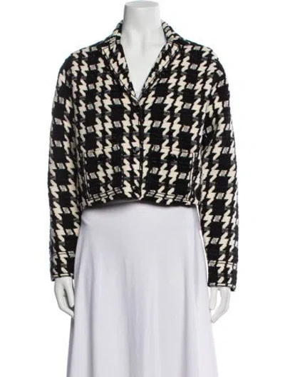 Pre-owned Sandro Houndstooth Print Blazer W/ Tags In Black