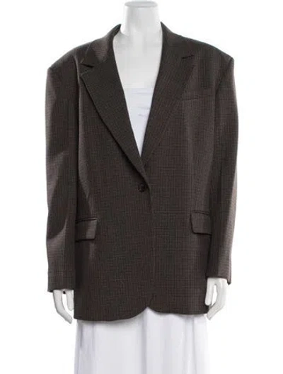 Pre-owned Sandro Houndstooth Print Blazer W/ Tags In Brown