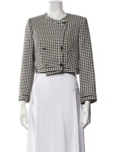 Pre-owned Sandro Houndstooth Print Blazer In White