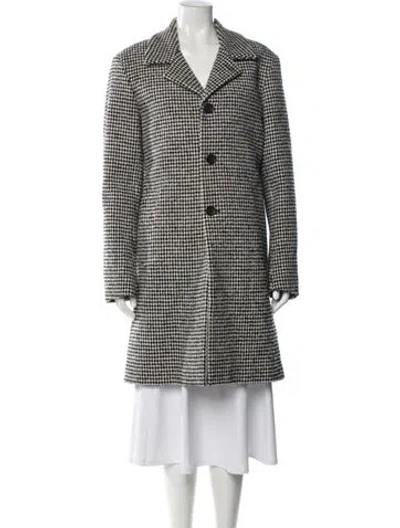 Pre-owned Sandro Houndstooth Print Coat In Black