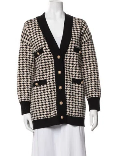 Pre-owned Sandro Houndstooth Print Coat In Black/white