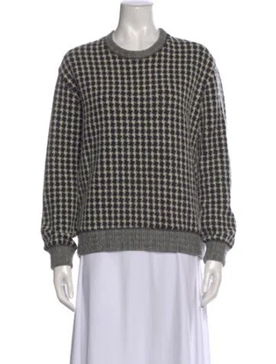 Pre-owned Sandro Houndstooth Print Crew Neck Sweatshirt In Neutral