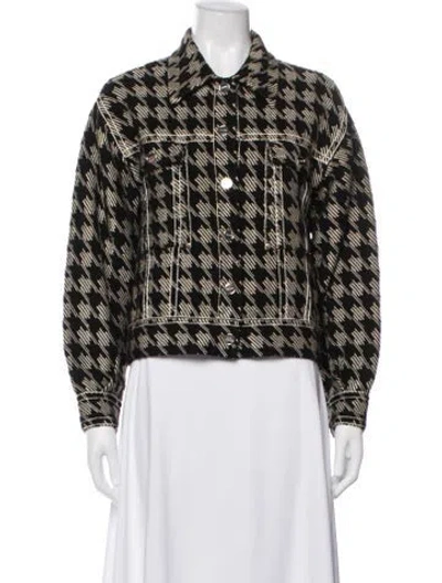 Pre-owned Sandro Houndstooth Print Denim Jacket In Multi