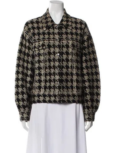 Pre-owned Sandro Houndstooth Print Jacket In Black