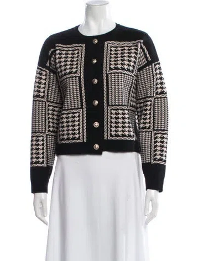 Pre-owned Sandro Houndstooth Print Jacket In Black