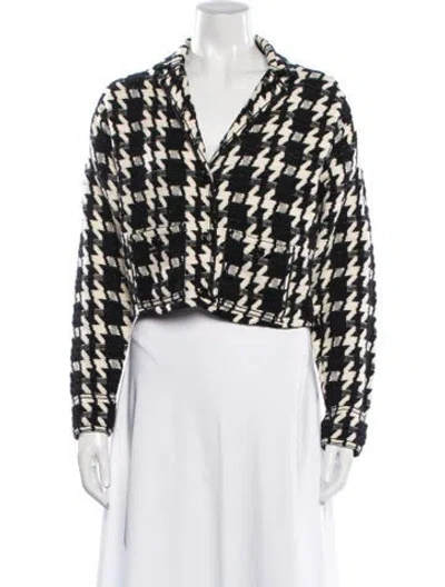 Pre-owned Sandro Houndstooth Print Jacket In Black