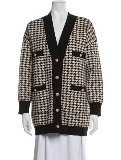 Pre-owned Sandro Houndstooth Print Jacket In Black/neutrals