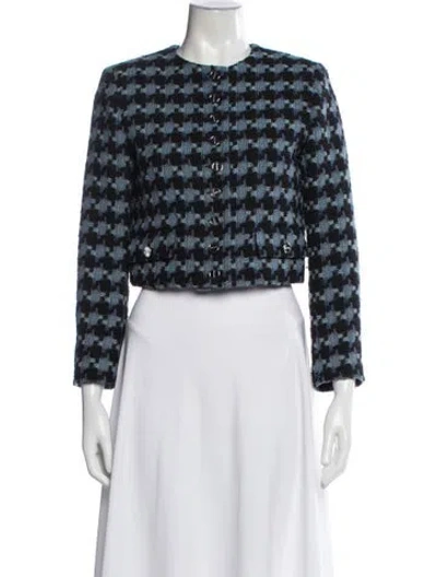 Pre-owned Sandro Houndstooth Print Jacket In Blue