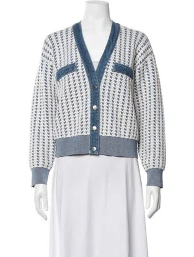 Pre-owned Sandro Houndstooth Print Jacket In Blue/white