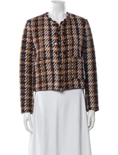 Pre-owned Sandro Houndstooth Print Jacket In Neutral