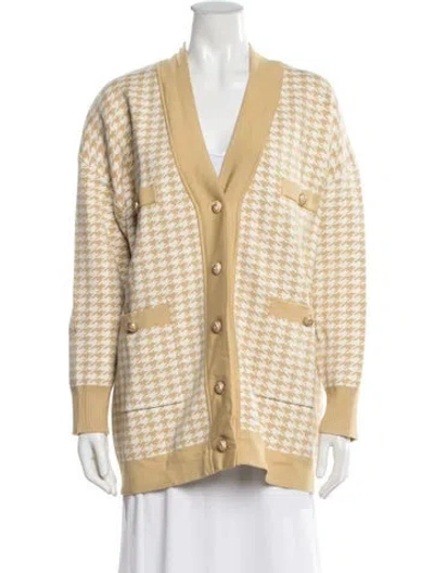 Pre-owned Sandro Houndstooth Print Jacket In Neutrals/white