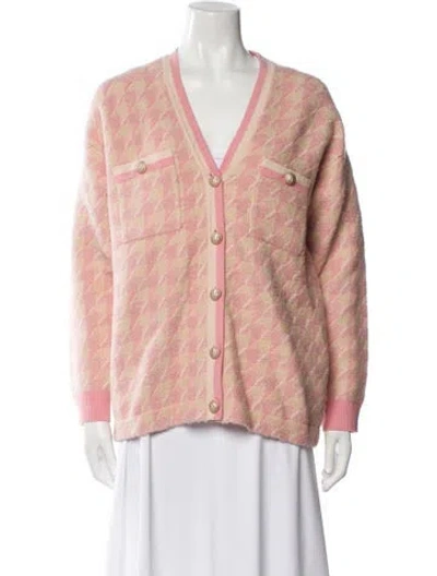 Pre-owned Sandro Houndstooth Print Jacket In Pink