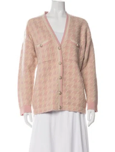 Pre-owned Sandro Houndstooth Print Jacket In Pink