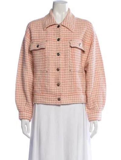 Pre-owned Sandro Houndstooth Print Jacket In Pink
