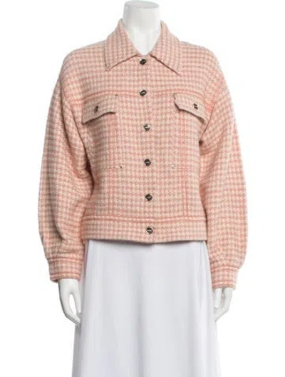 Pre-owned Sandro Houndstooth Print Jacket In Pink