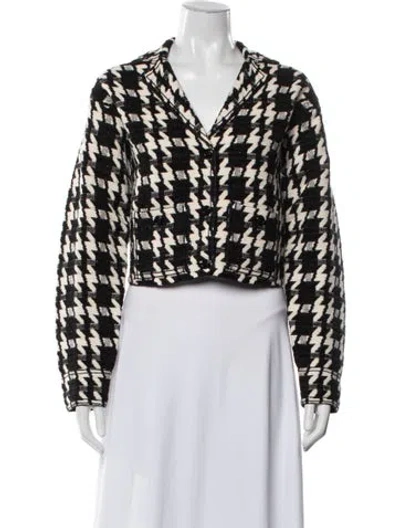 Pre-owned Sandro Houndstooth Print Jacket W/ Tags In Black/neutrals
