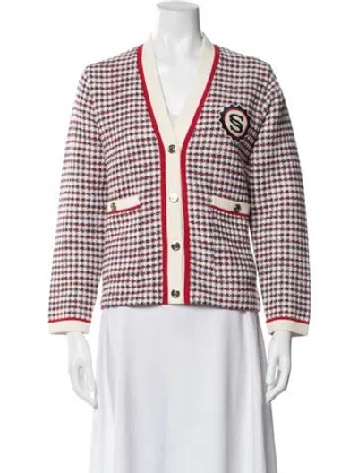 Pre-owned Sandro Houndstooth Print Jacket In White