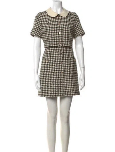 Pre-owned Sandro Houndstooth Print Mini Dress In Black/neutrals
