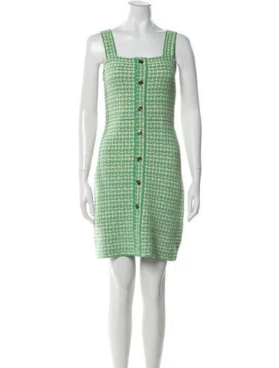 Pre-owned Sandro Houndstooth Print Mini Dress In Green
