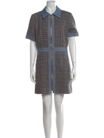Pre-owned Sandro Houndstooth Print Mini Dress In Neutral