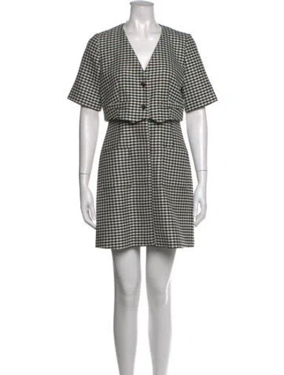 Pre-owned Sandro Houndstooth Print Mini Dress In Neutrals