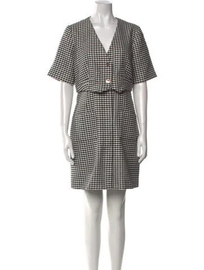Pre-owned Sandro Houndstooth Print Mini Dress W/ Tags In White