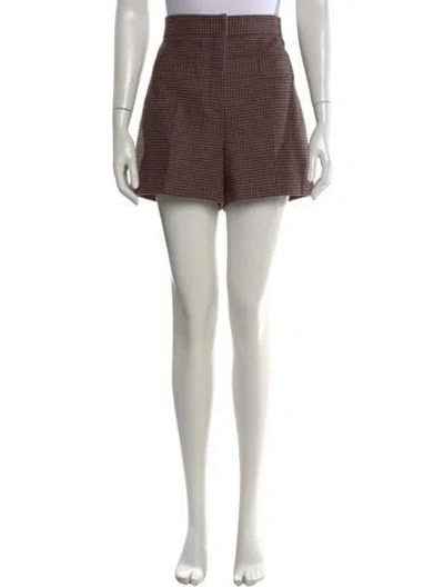 Pre-owned Sandro Houndstooth Print Mini Shorts In Brown