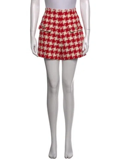 Pre-owned Sandro Houndstooth Print Mini Shorts In Red
