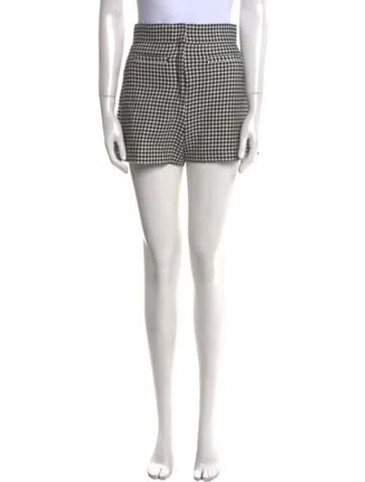 Pre-owned Sandro Houndstooth Print Mini Shorts In White